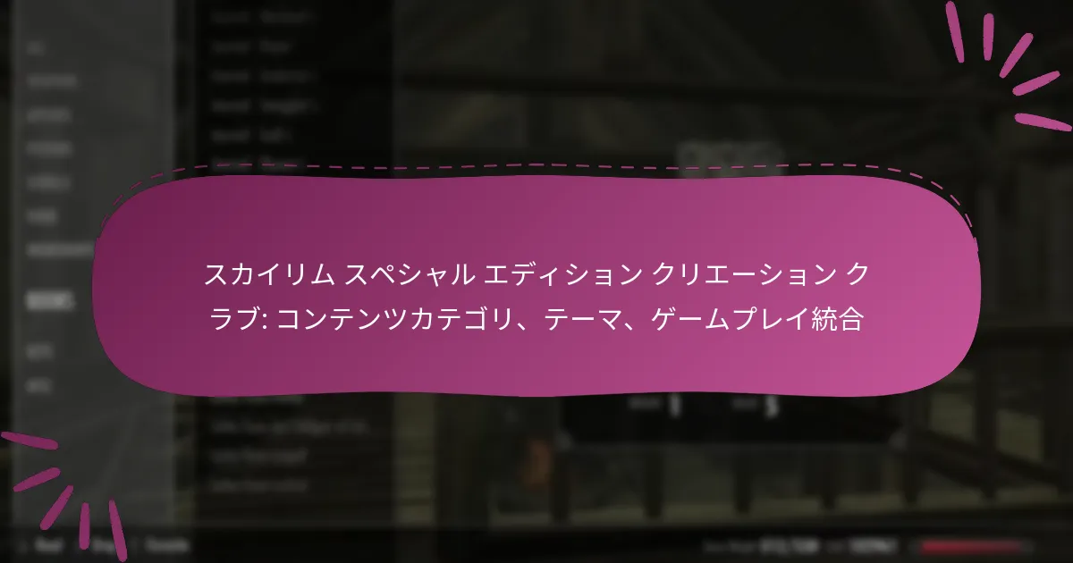 スカイリム スペシャル エディション クリエーション クラブ: コンテンツカテゴリ、テーマ、ゲームプレイ統合