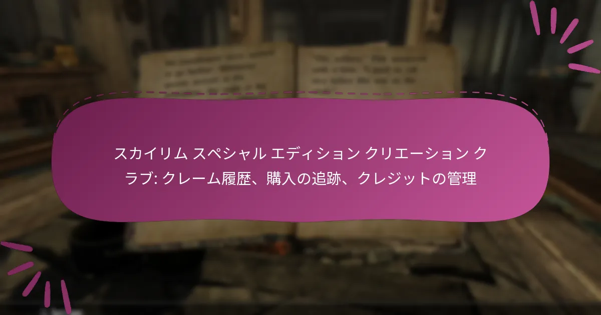 スカイリム スペシャル エディション クリエーション クラブ: クレーム履歴、購入の追跡、クレジットの管理